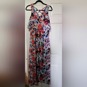 Lily Rose Pink and Blue Sleeveless Halter Sundress